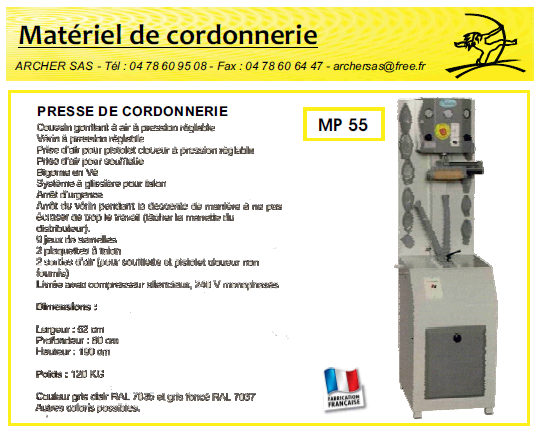 Catalogue matériel cordonnerie