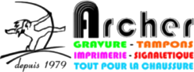 Logo Archer SAS, gravure, tampons, imprimerie, signalétique, tout pour la chaussure, depuis 1979